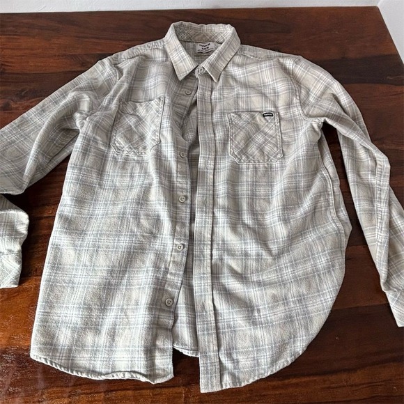Hurley Men's Gray Plaid Flannel Button-Up Shirt Size M Long Sleeve - Picture 1 of 5